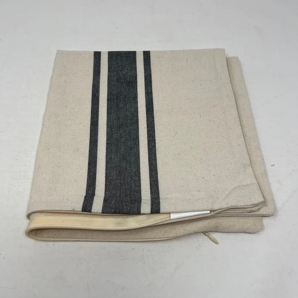 Hobby Lobby Farmhouse Grain Sack Stripe Cotton Throw Pillow Cover 18x18 Cream